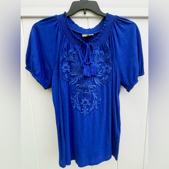 Style & Co Dark Blue (Escape Blue) Short Sleeve Top.  Size 1X. NWT - Picture 1 of 5